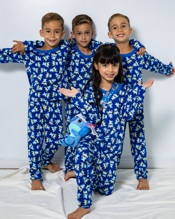 Pijama Stitch  Azul - Tecido PV