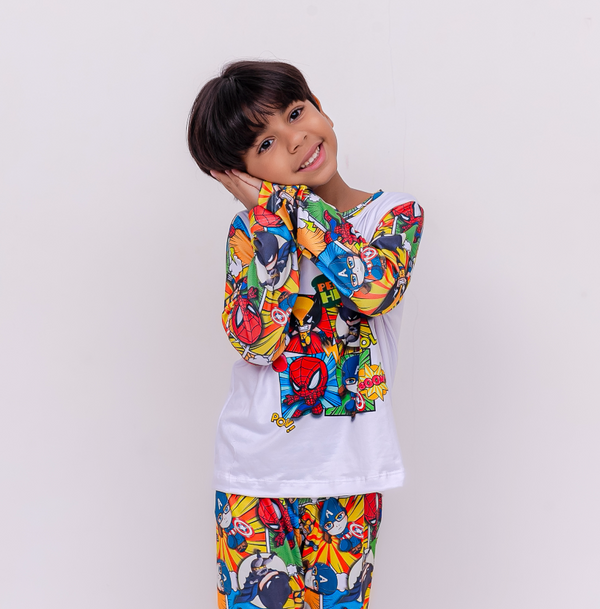 Pijama Pequenos Heróis- Tecido Sued