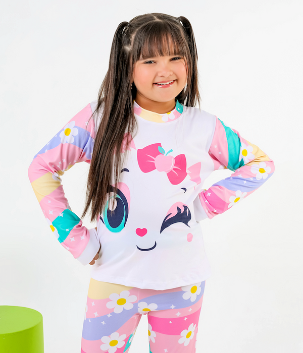 Pijama Gatinha - Tecido Sued